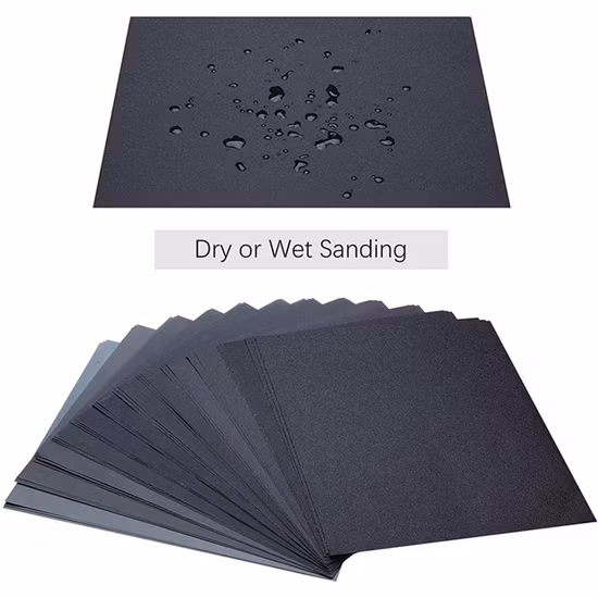Hoja de papel abrasivo impermeable en seco para pulido, para acabado de muebles de papel de lija